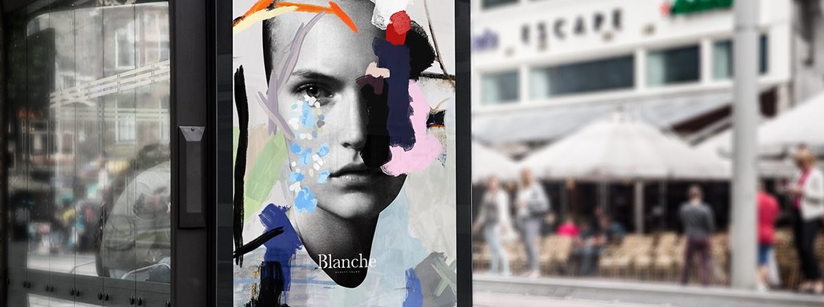 BLANCHE女性时尚用品品牌设计  宣传展示栏展示