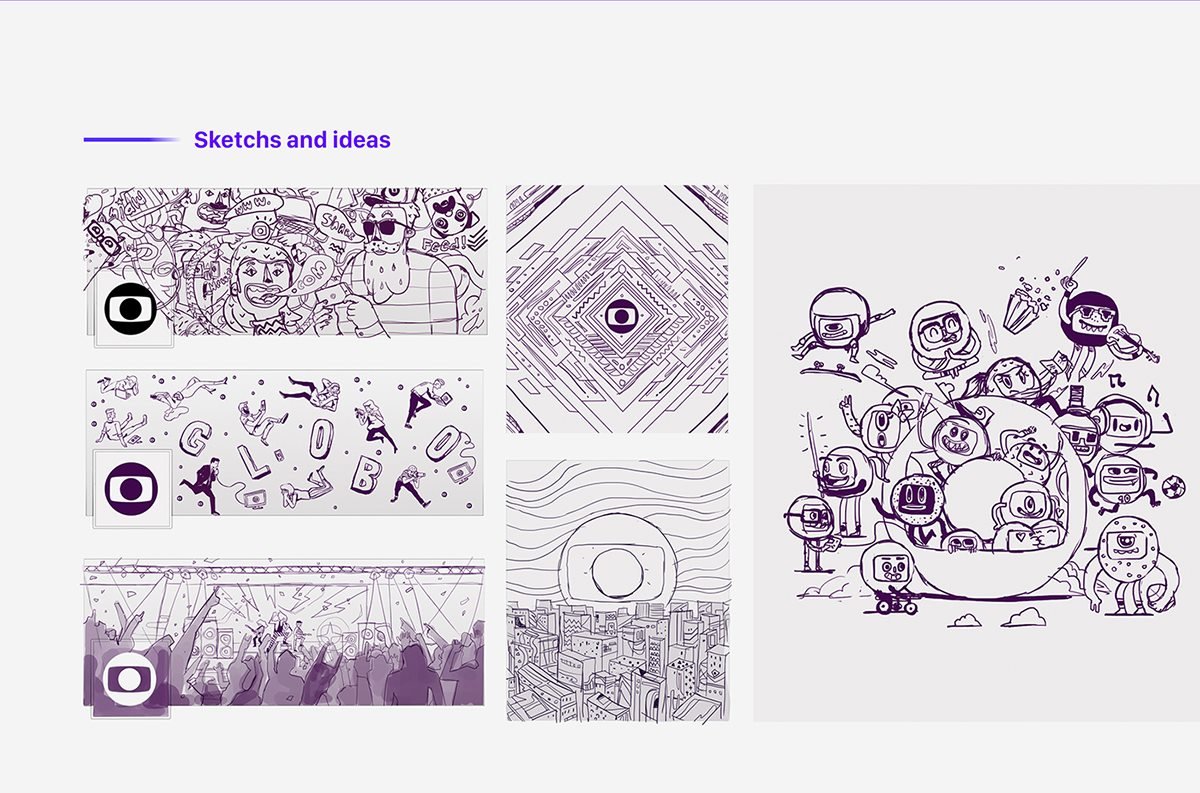 GLOBO插画创意形象设计  插画草稿展示