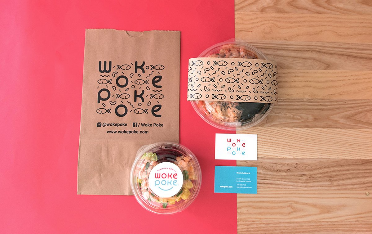 深圳VI设计  深圳VI策划  Woke Poke餐饮VI设计形象展示  包装设计