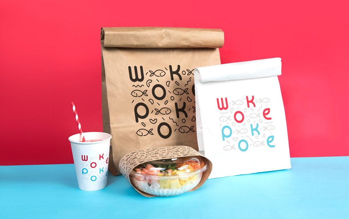 深圳VI设计  深圳VI策划  Woke Poke餐饮VI设计形象  包装设计