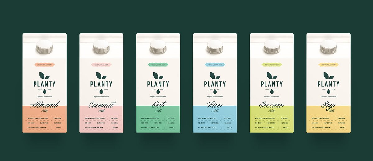 （餐饮）牛奶vi品牌标识—— PLANTY 简约现代包装vi设计案例，vi设计，包装vi设计，（餐饮）牛奶品牌vi设计，品牌包装vi设计，品牌vi设计，vi品牌策划，深圳vi设计，左右格局