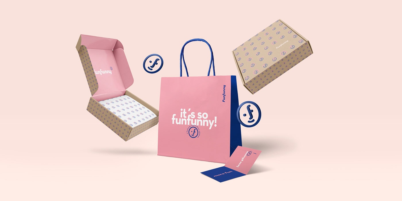 Funfunny儿童时装品牌策划和品牌logo设计案例，服装VI设计，儿童时装品牌设计，深圳品牌策划，深圳VI设计，左右格局