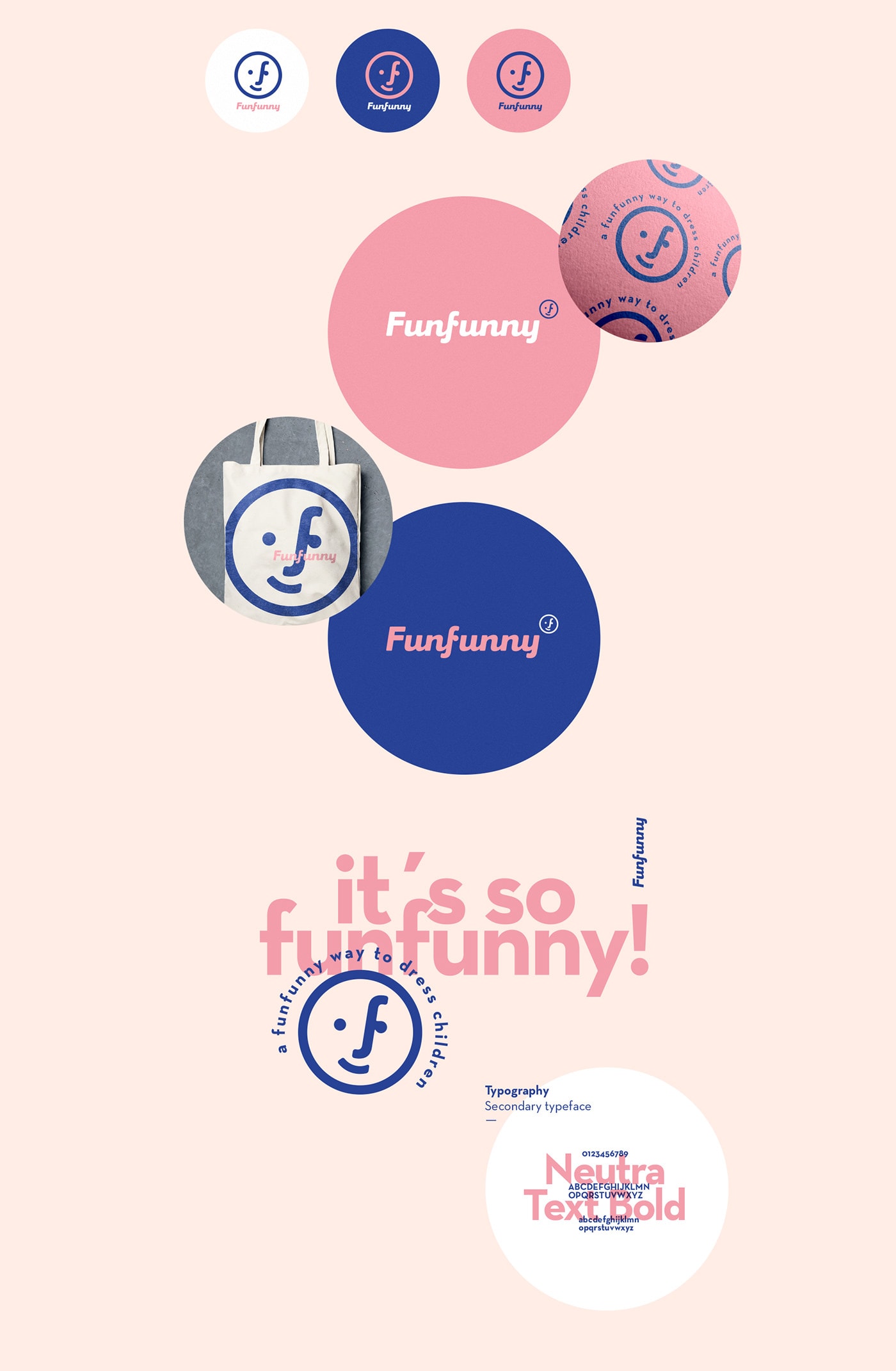 Funfunny儿童时装品牌策划和品牌logo设计案例，服装VI设计，儿童时装品牌设计，深圳品牌策划，深圳VI设计，左右格局