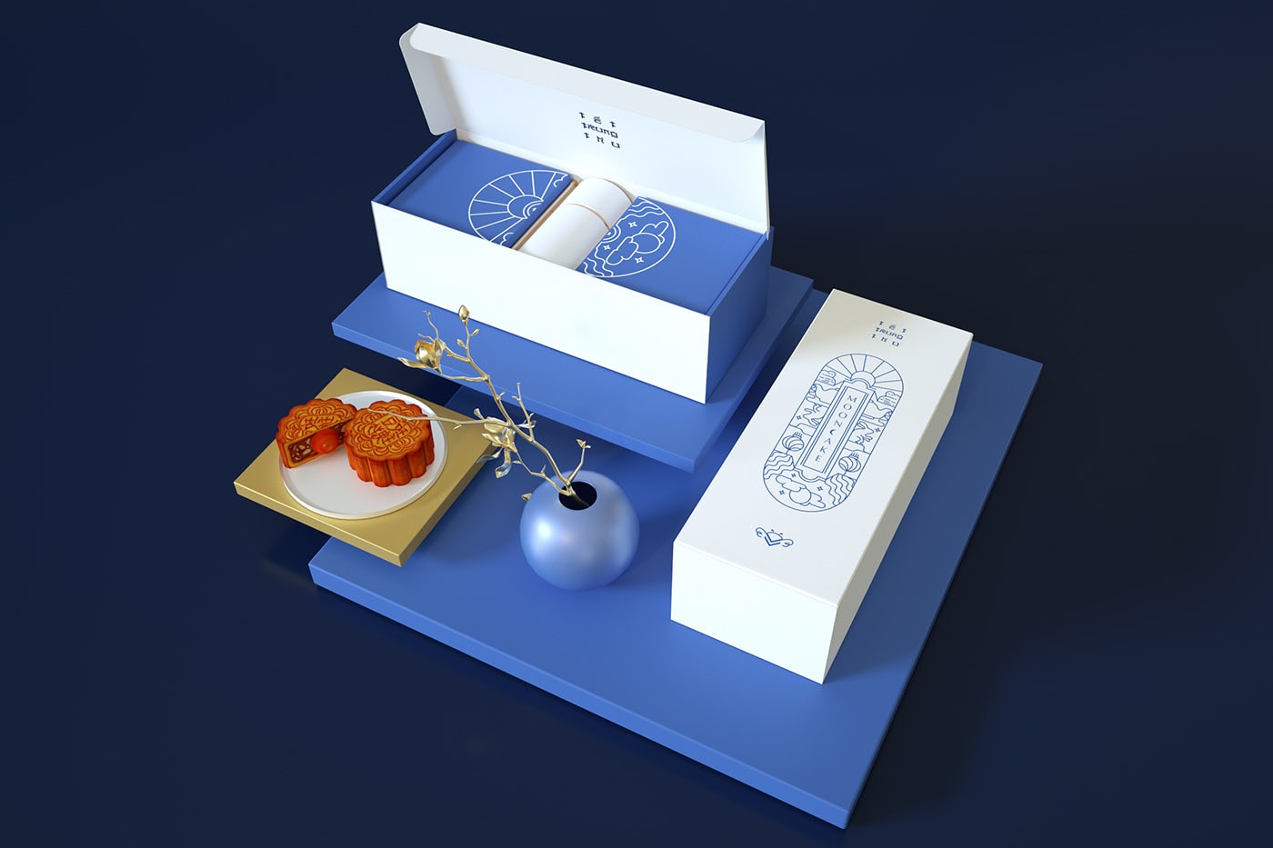 精品越南传统月饼品牌VI设计——创意插画包装设计，食品VI设计，食品包装设计，深圳VI设计，左右格局